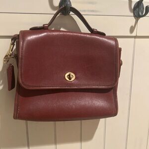 Coach Classic Brown/Wine Leather shoulder Handbag
